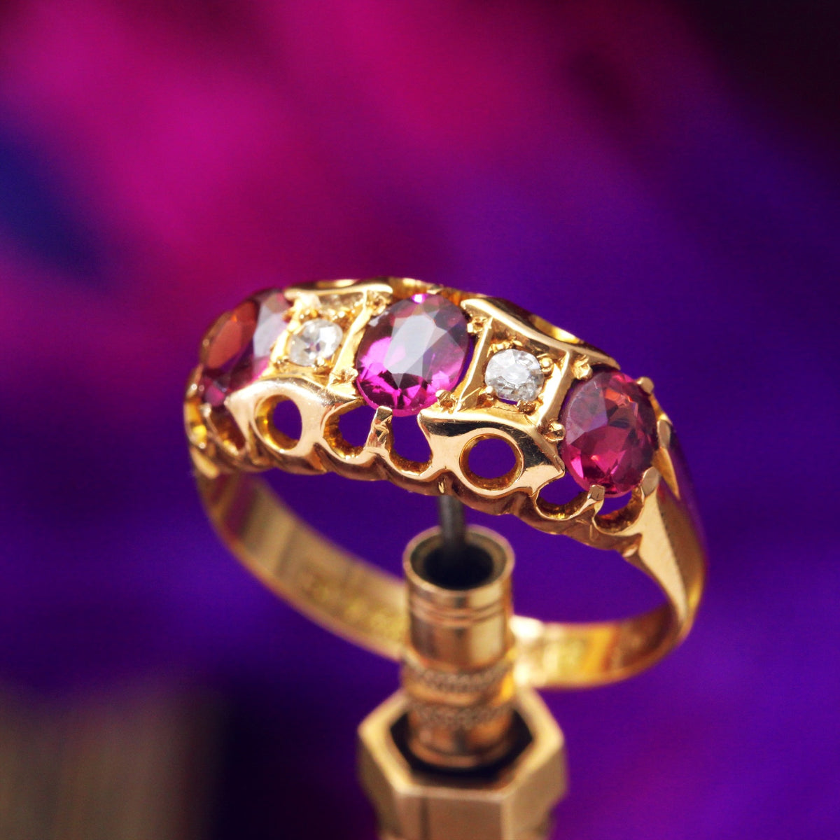 Antique Pink Tourmaline and Diamond Ring