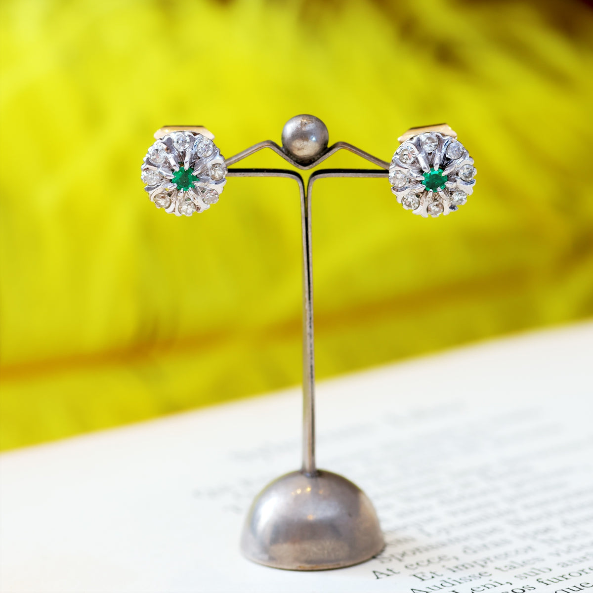 De Luxe Retro Emerald & Diamond Earrings