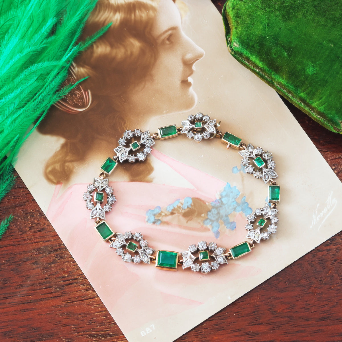 Oh Perennial Beauty! Antique Emerald & Diamond Bracelet