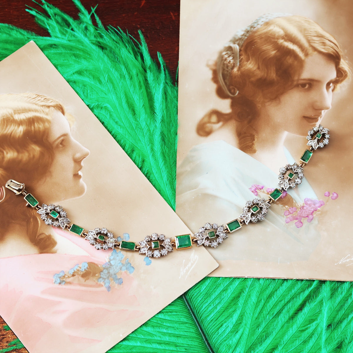 Oh Perennial Beauty! Antique Emerald & Diamond Bracelet