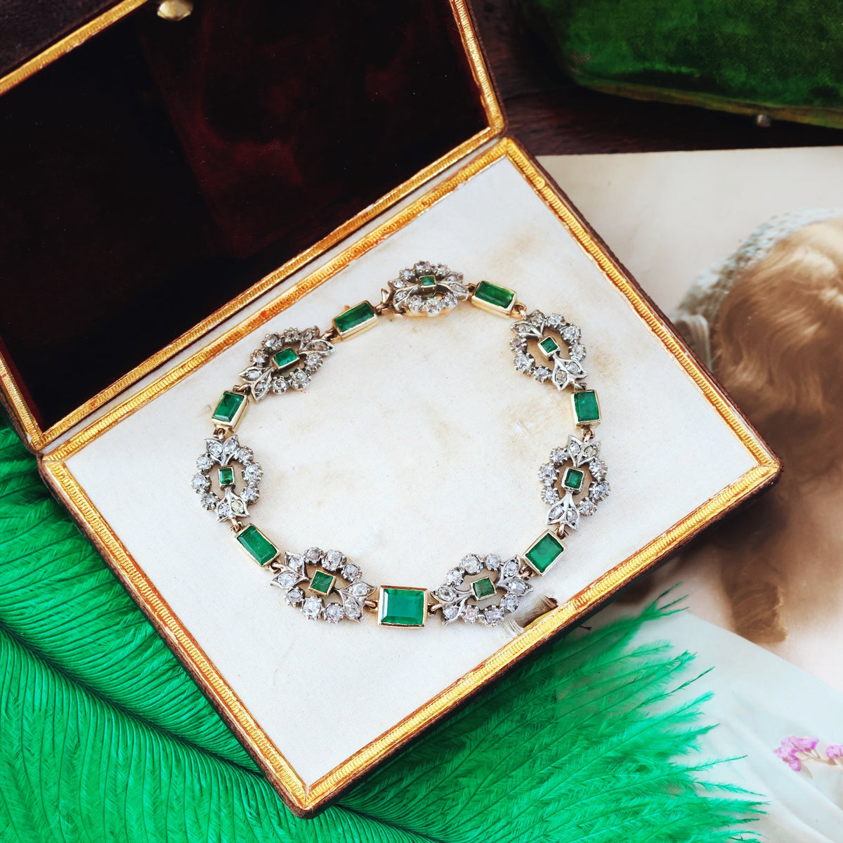 Oh Perennial Beauty! Antique Emerald & Diamond Bracelet