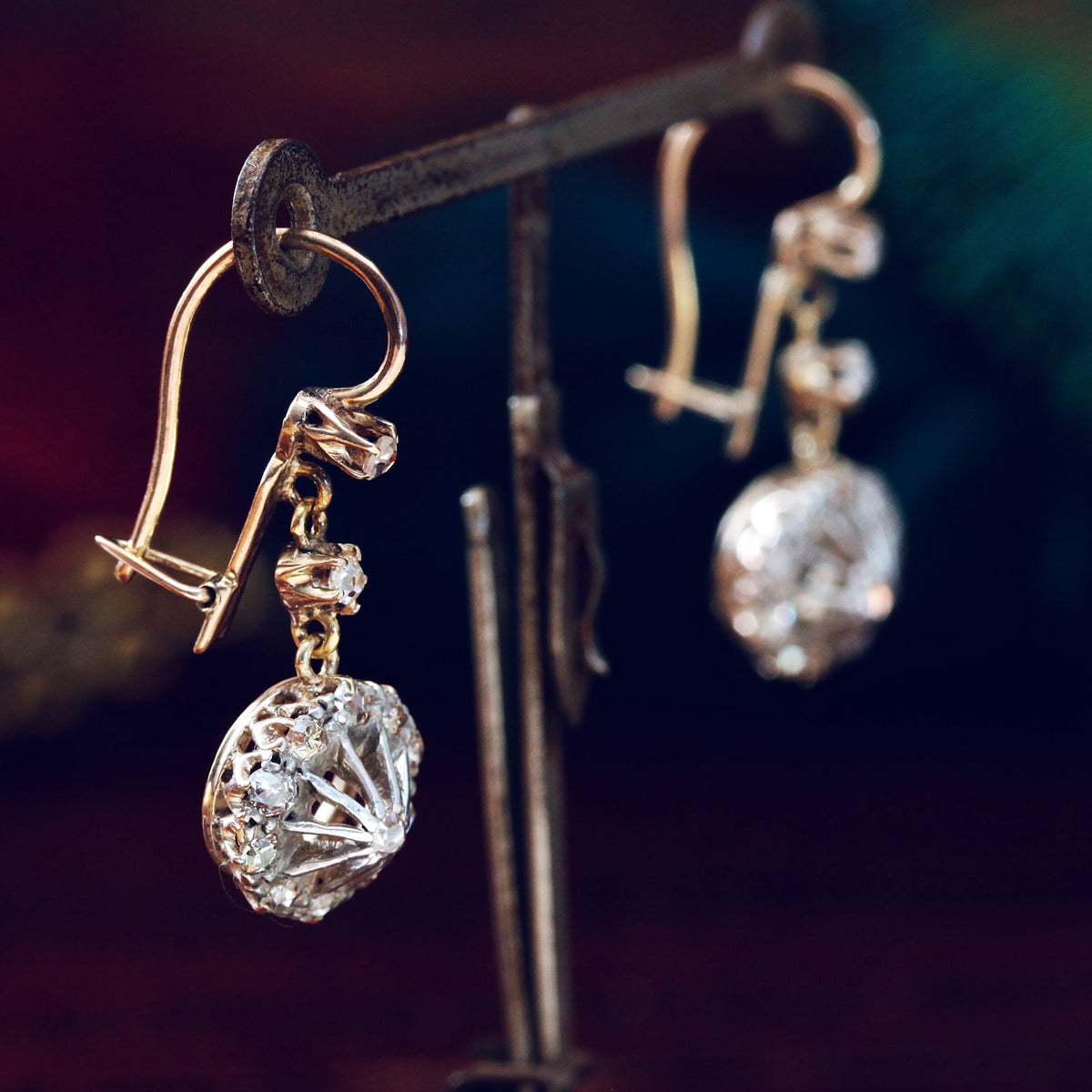 Antique Diamond Starburst Earrings