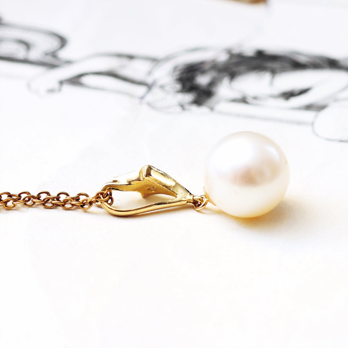 Recycled Vintage Cultured Pearl & Diamond Pendant