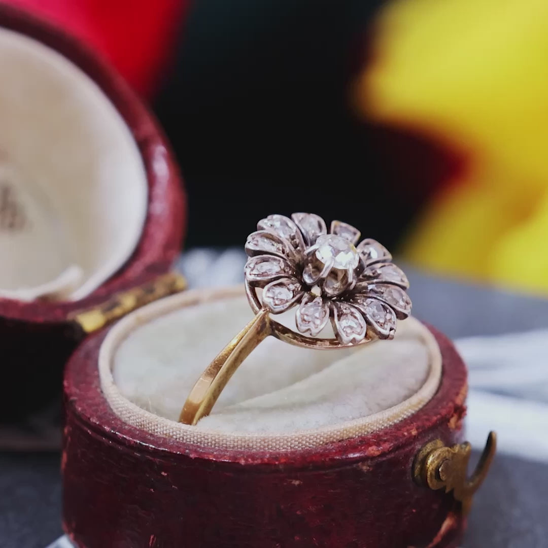 Vintage Diamond Flower Cluster Ring