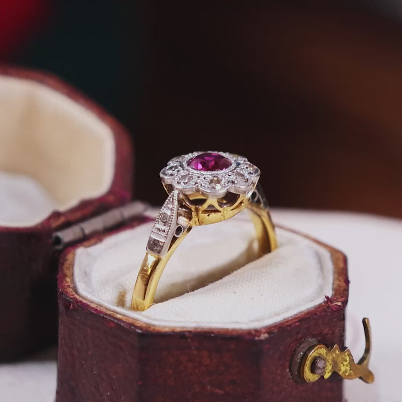 Vintage Ruby & Diamond Daisy Ring