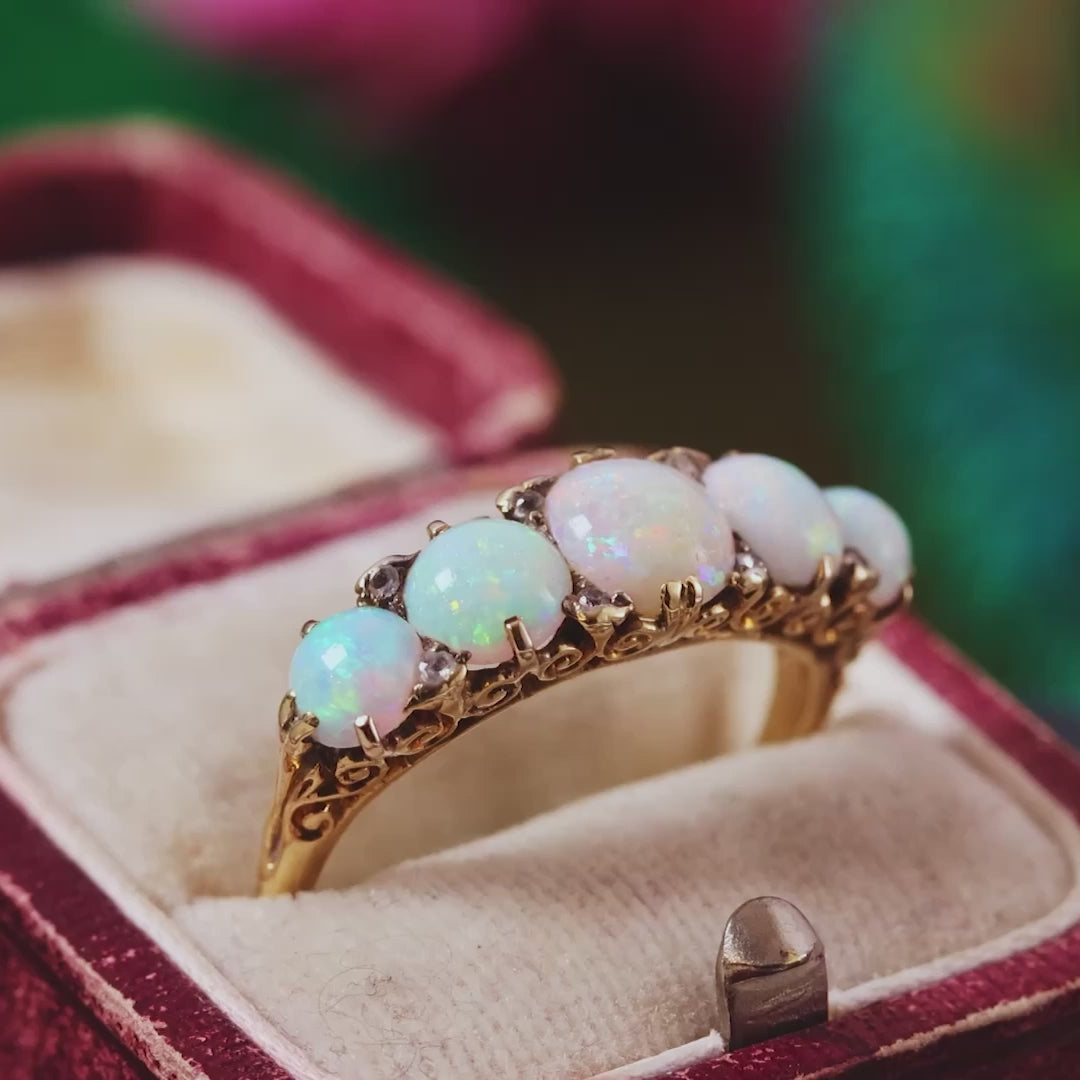 An Impressive Antique Opal & Diamond Ring