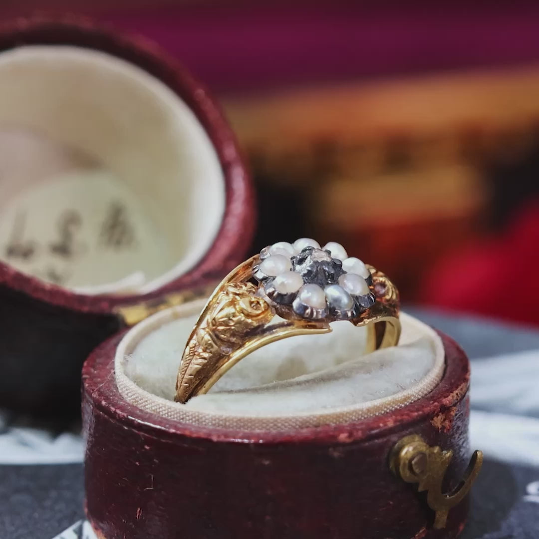 Antique Georgian Wild Pearl & Diamond Ring