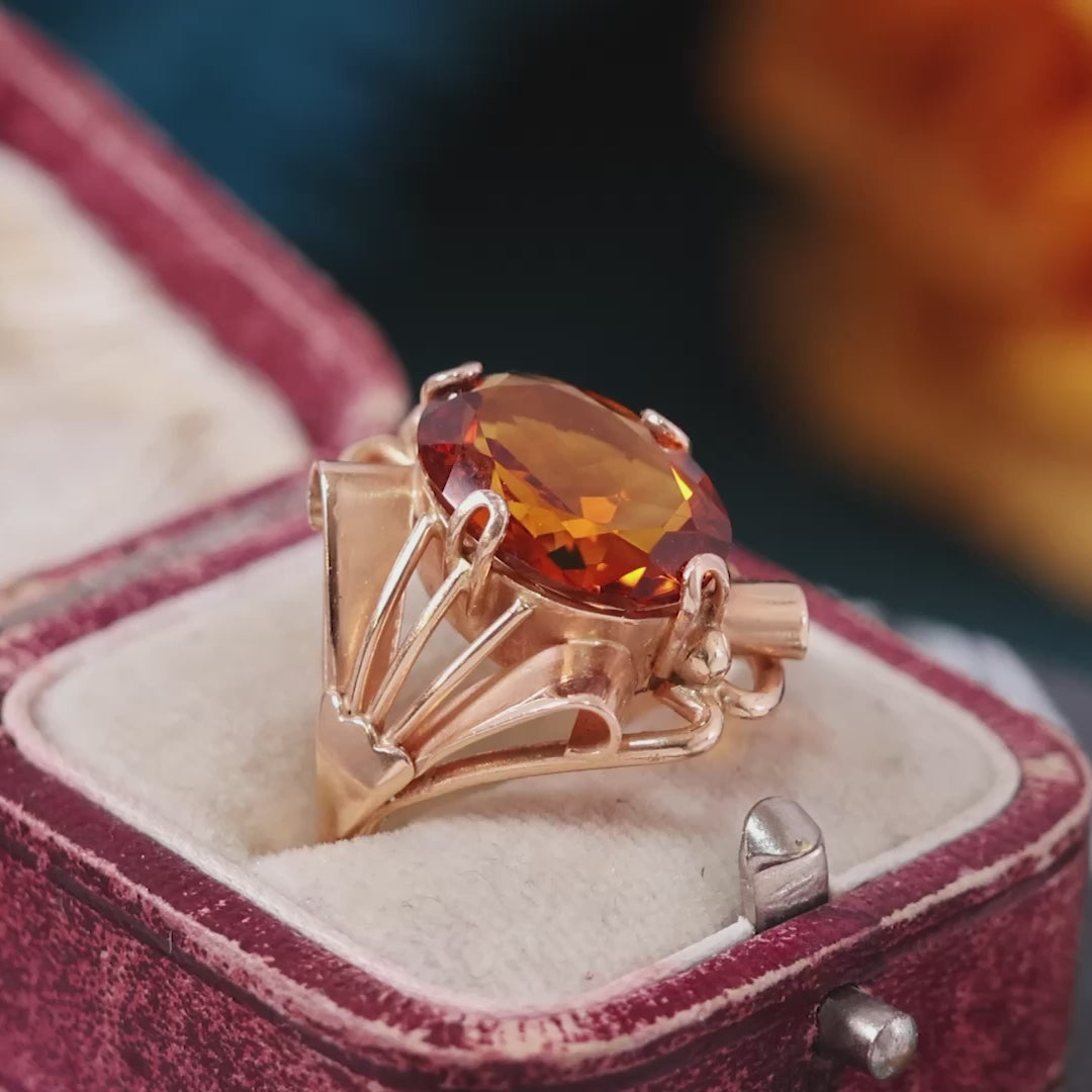 Vintage Handmade Cognac Citrine Dress Ring