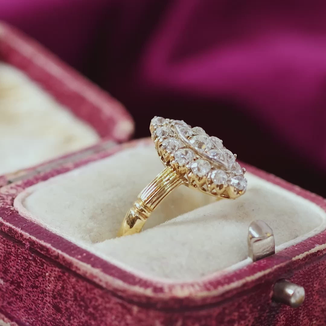 Edwardian Marquise Diamond Cluster Ring