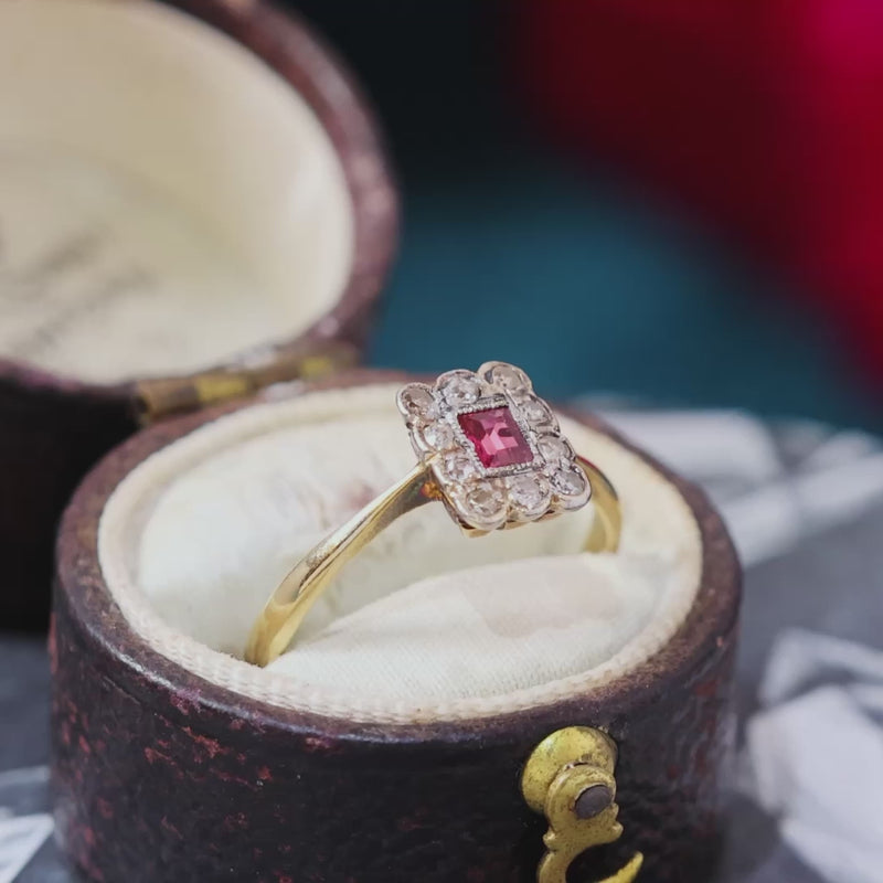 Floral Vintage Ruby & Diamond Ring