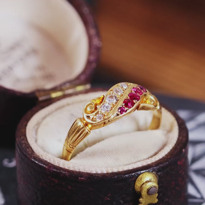 Antique Ruby & Diamond Band Ring