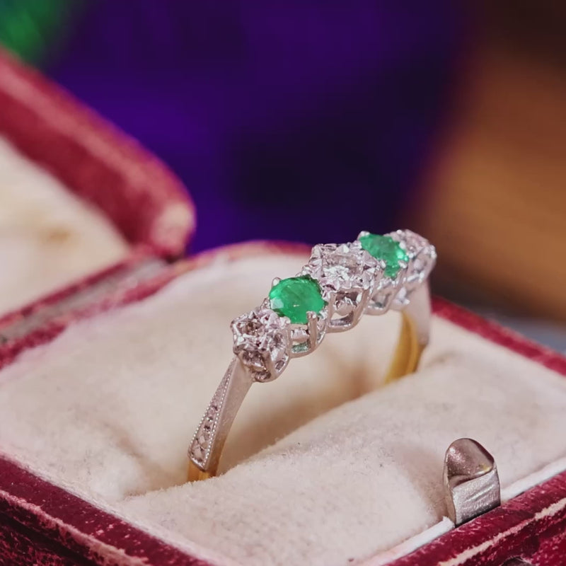 Vintage Emerald & Diamond Engagement Ring