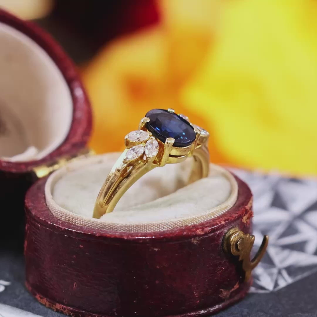 Oval Sapphire & Diamond 18ct Gold Ring