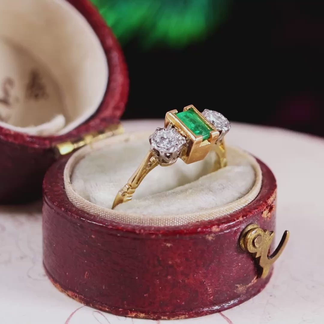 Vintage Emerald & Diamond Trilogy Ring