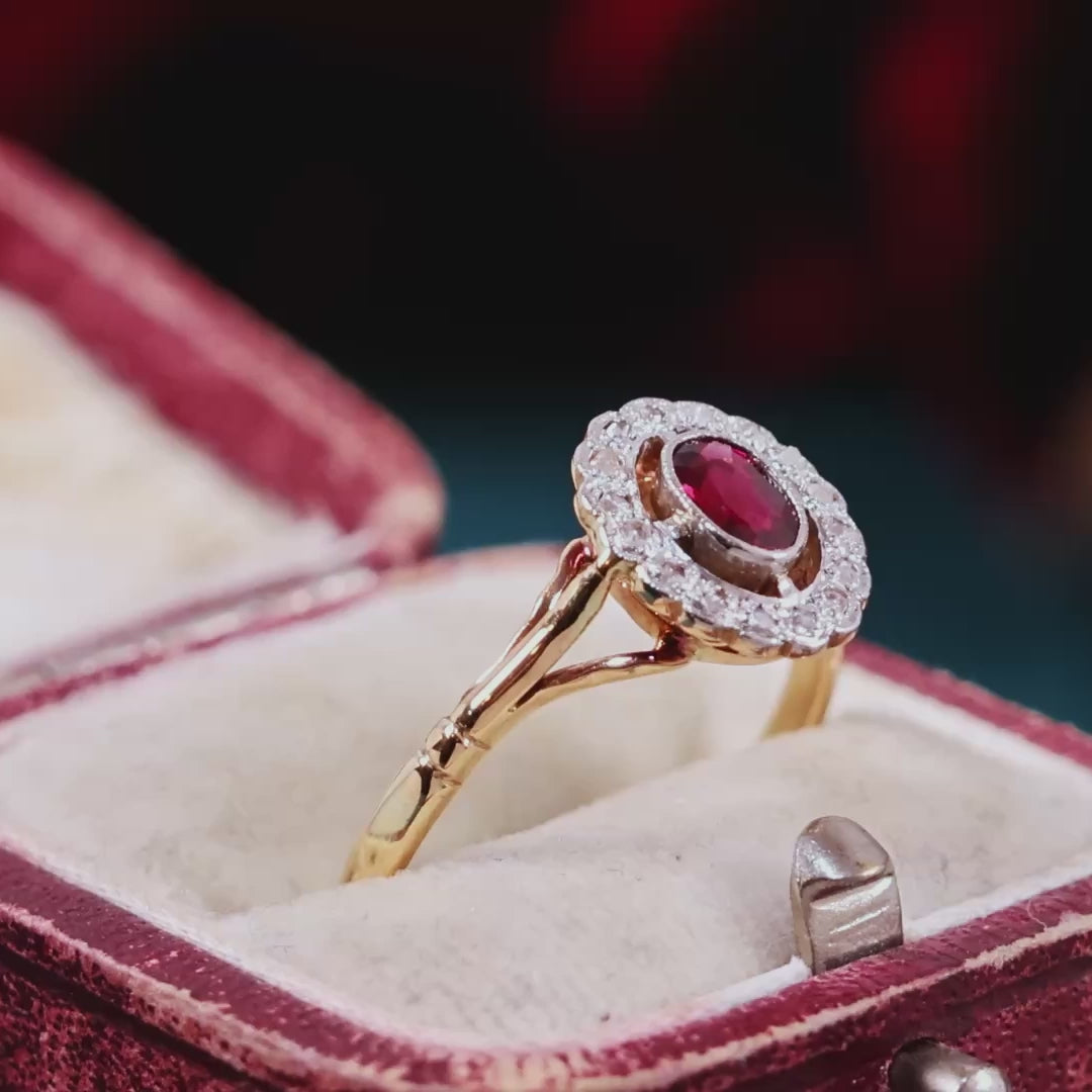 Garnet & Diamond Cluster Ring