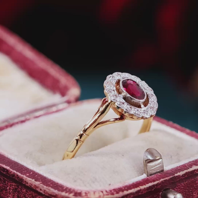 Garnet & Diamond Cluster Ring