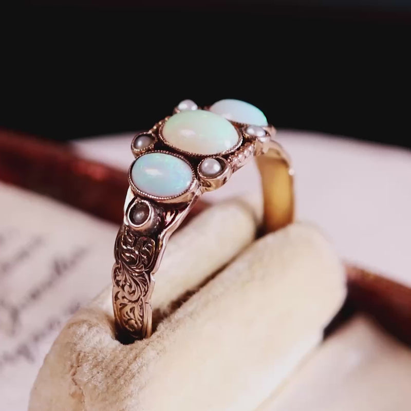 Antique Victorian Opal & Seed Pearl Ring