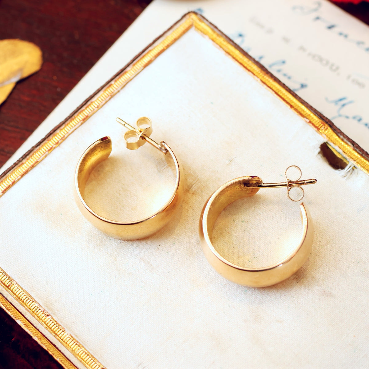 Vintage Hand Made 9ct Gold Hoop Cuff Earrings