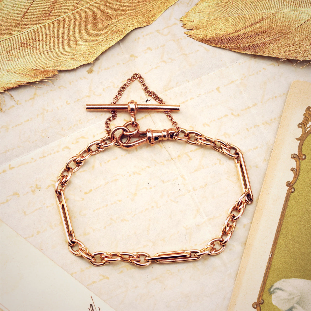 Vintage 9ct Rose Gold Watch Chain Bracelet