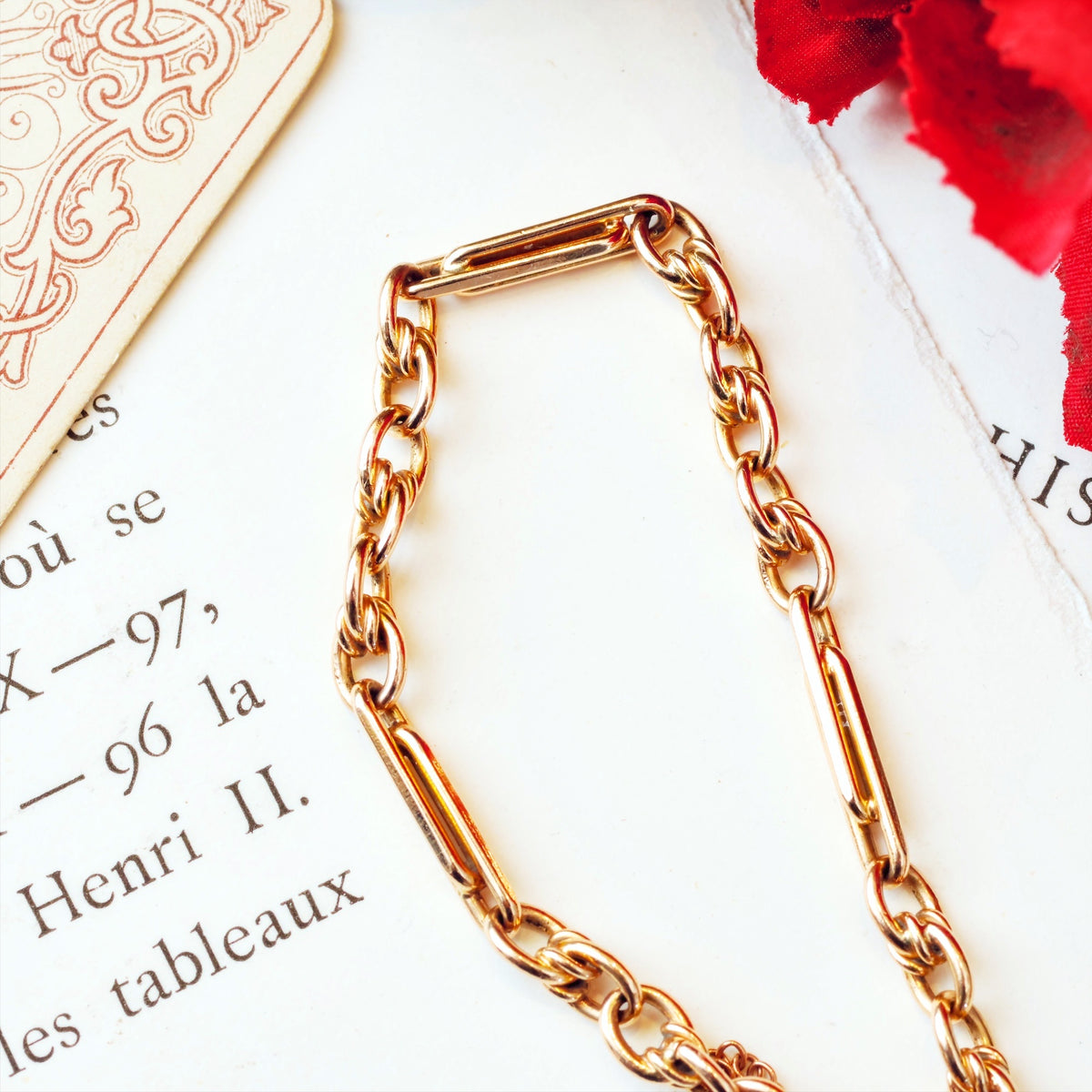 Vintage 9ct Rose Gold Watch Chain Bracelet