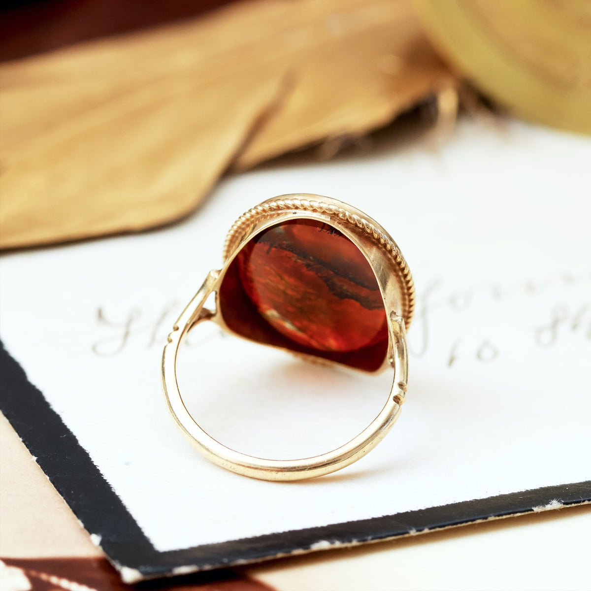 Vintage Date 1975 Unisex Moss Agate Ring