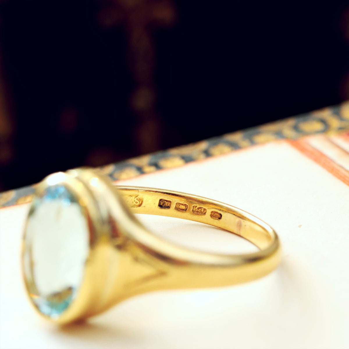 Beautiful Vintage Date 1923 Aquamarine Gold Ring