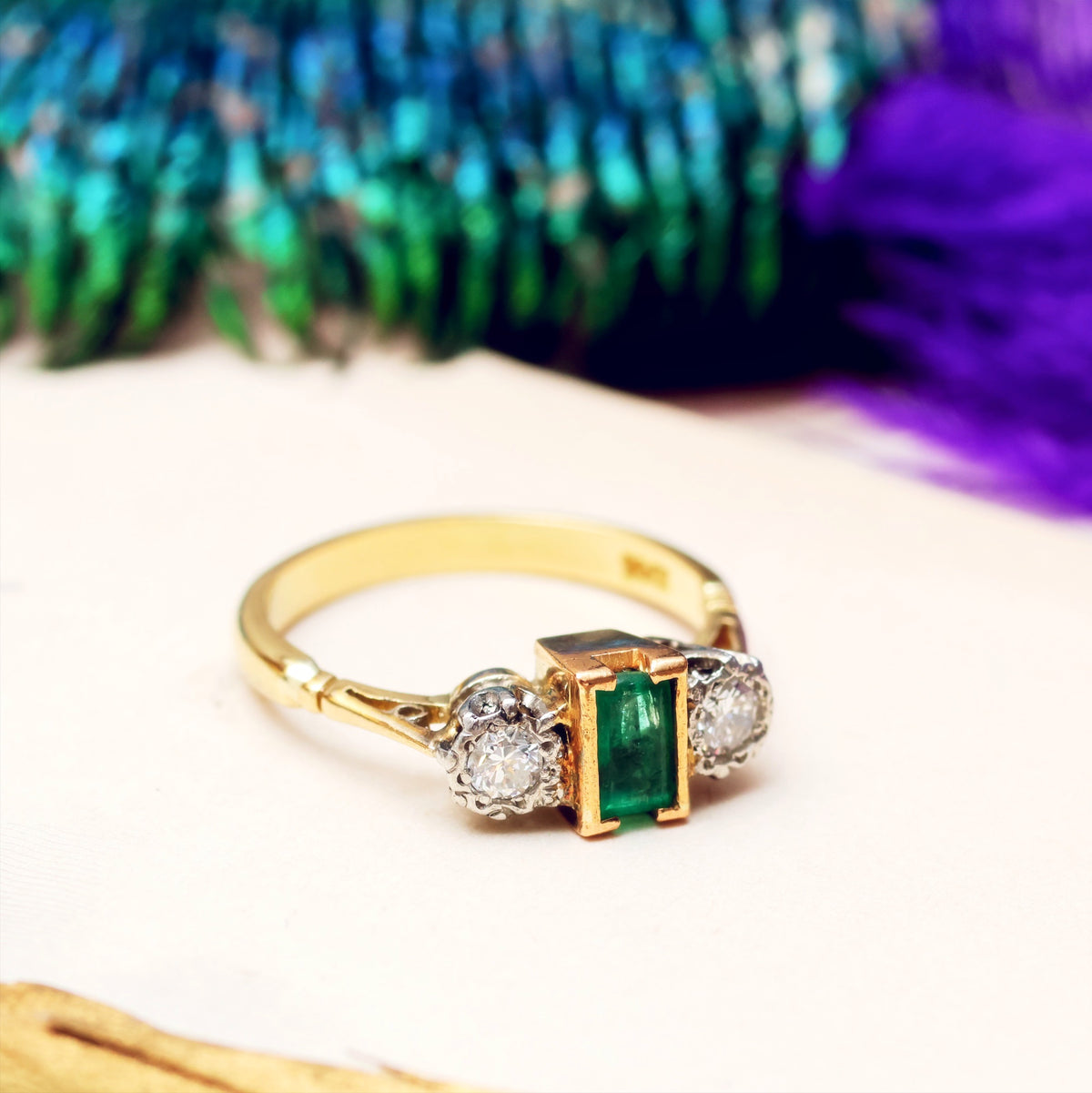 Vintage Emerald & Diamond Trilogy Ring