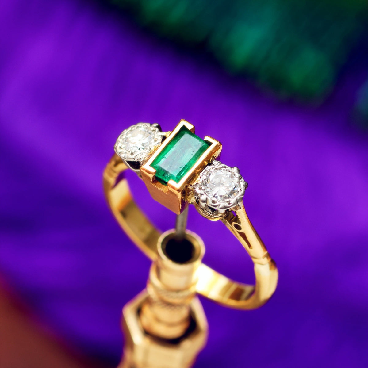 Vintage 1960's Emerald & Diamond Engagement Ring