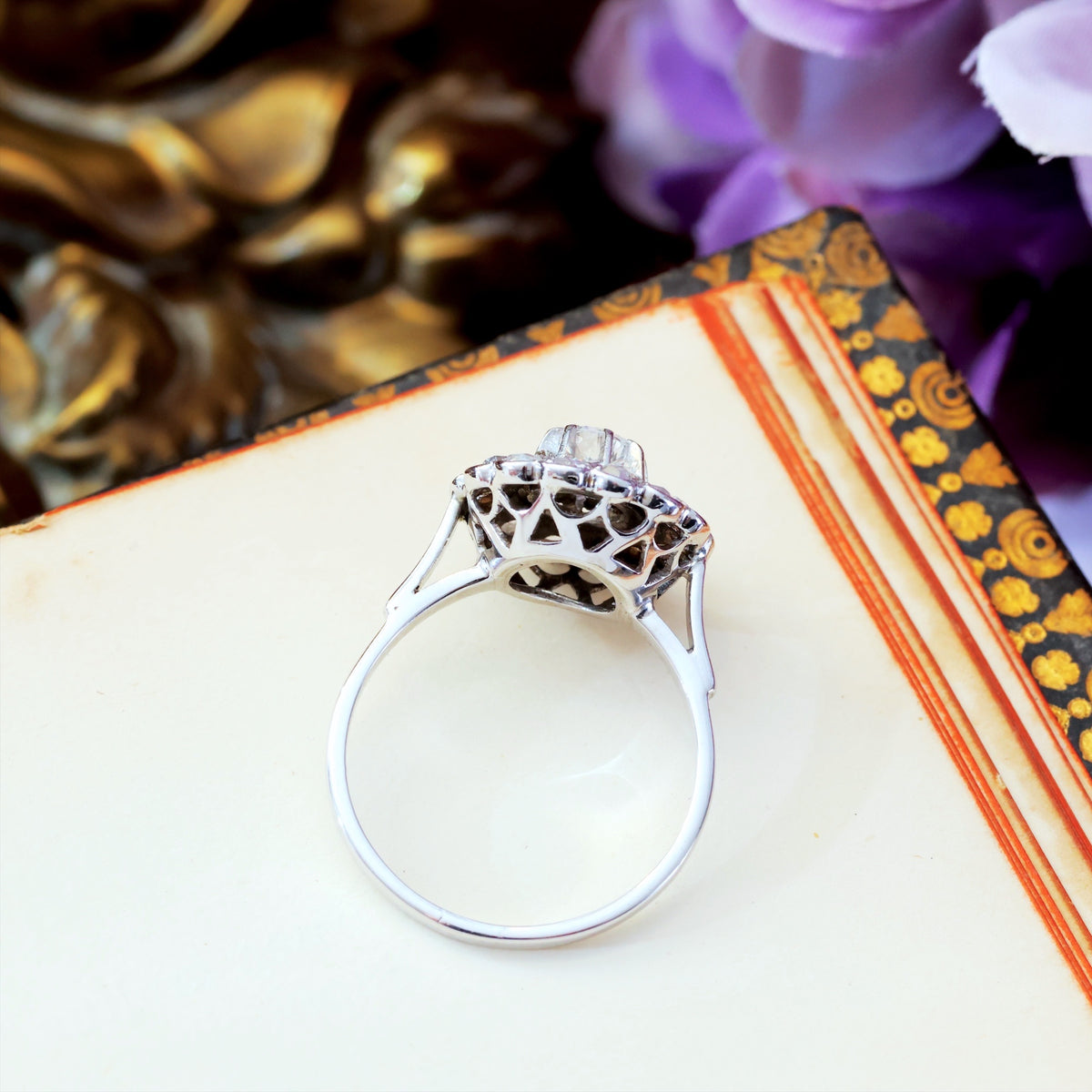 Vintage Romance! Rosette Diamond Cluster Ring