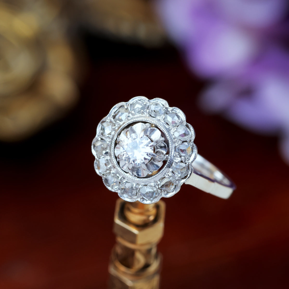 Vintage Romance! Rosette Diamond Cluster Ring