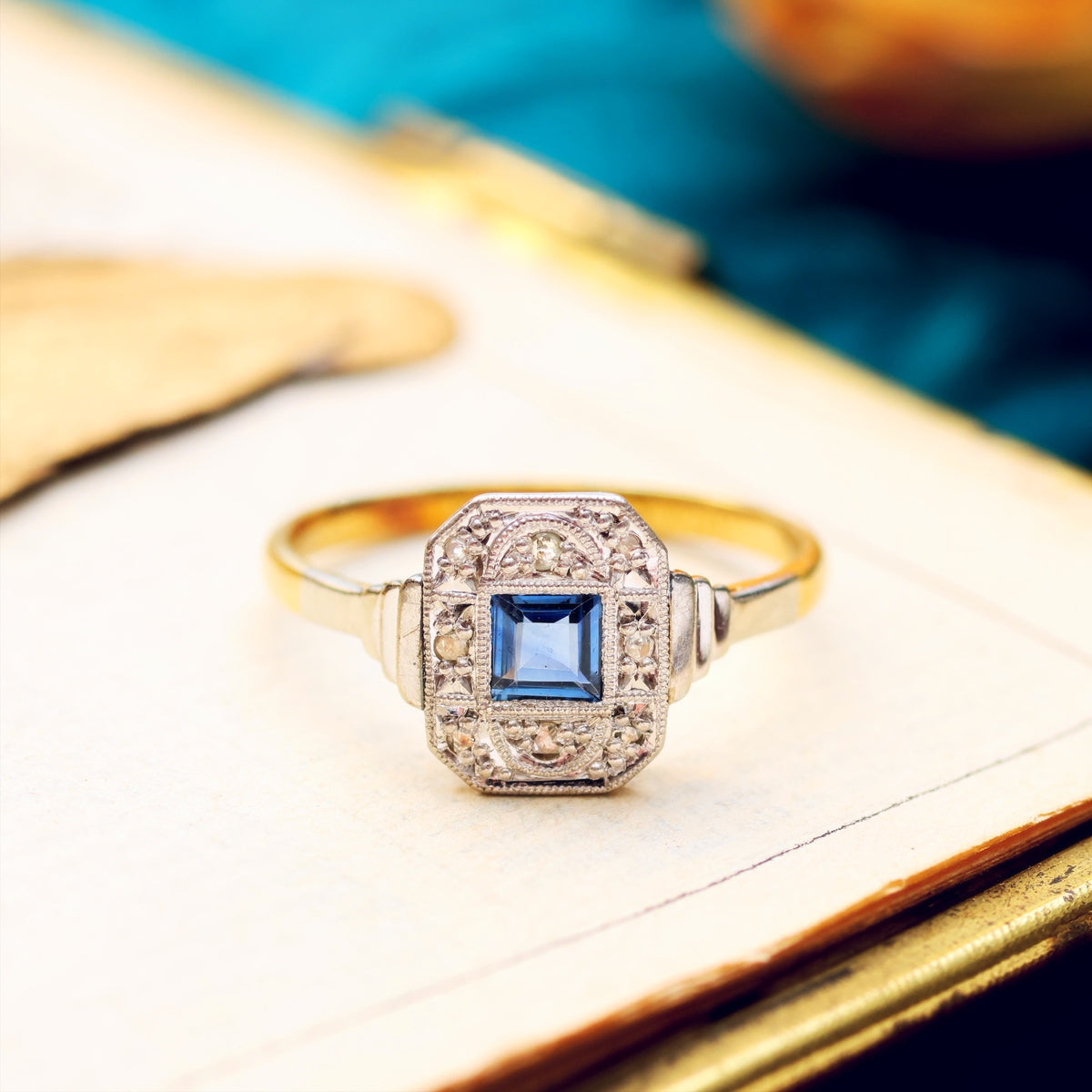 Vintage Sapphire & Diamond Cluster 18ct Gold Ring