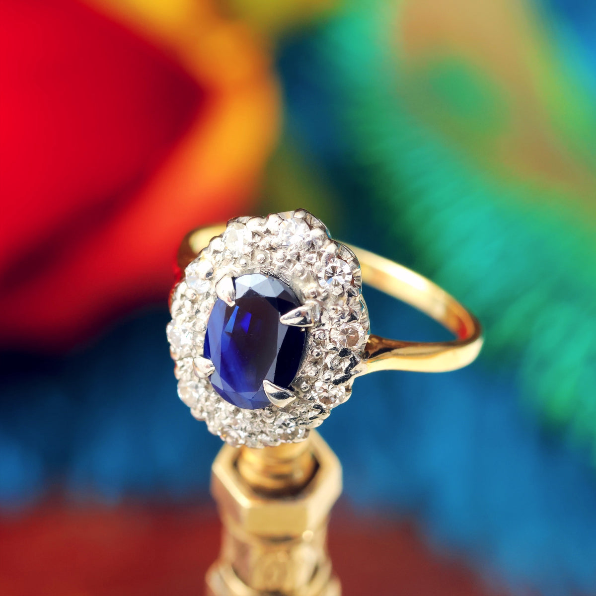 Vintage 1960's Sapphire & Diamond Engagement Ring