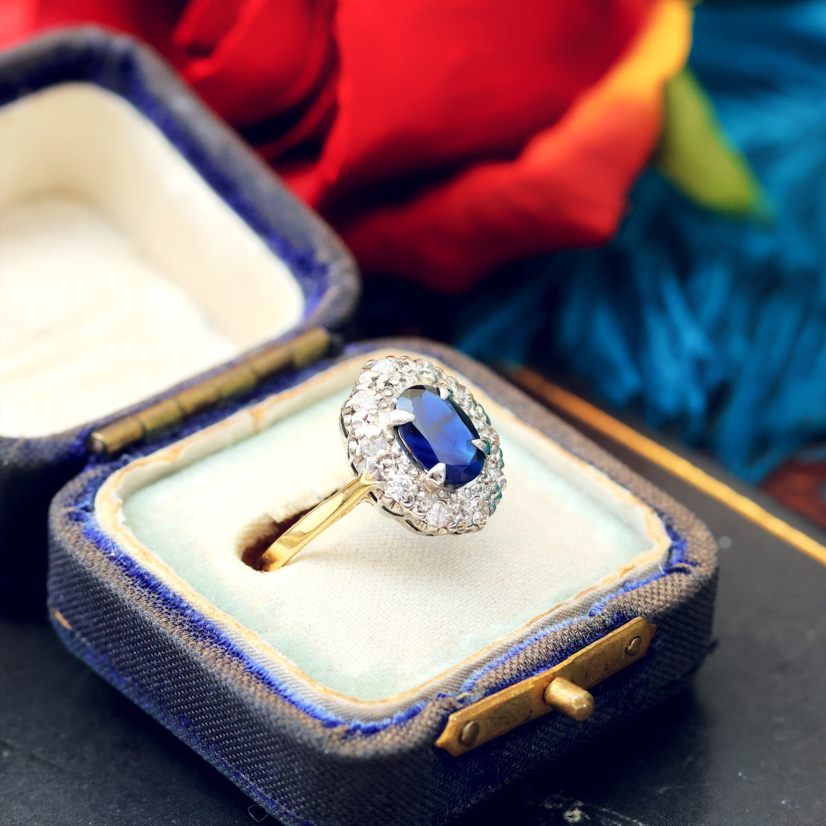 Vintage 1960's Sapphire & Diamond Engagement Ring