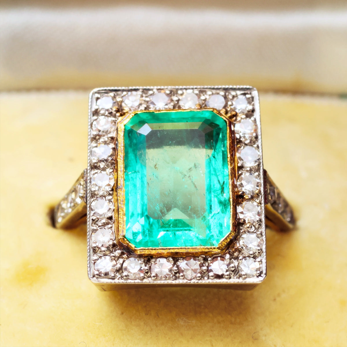 Vintage Three Carat Emerald & Diamond Cocktail Ring