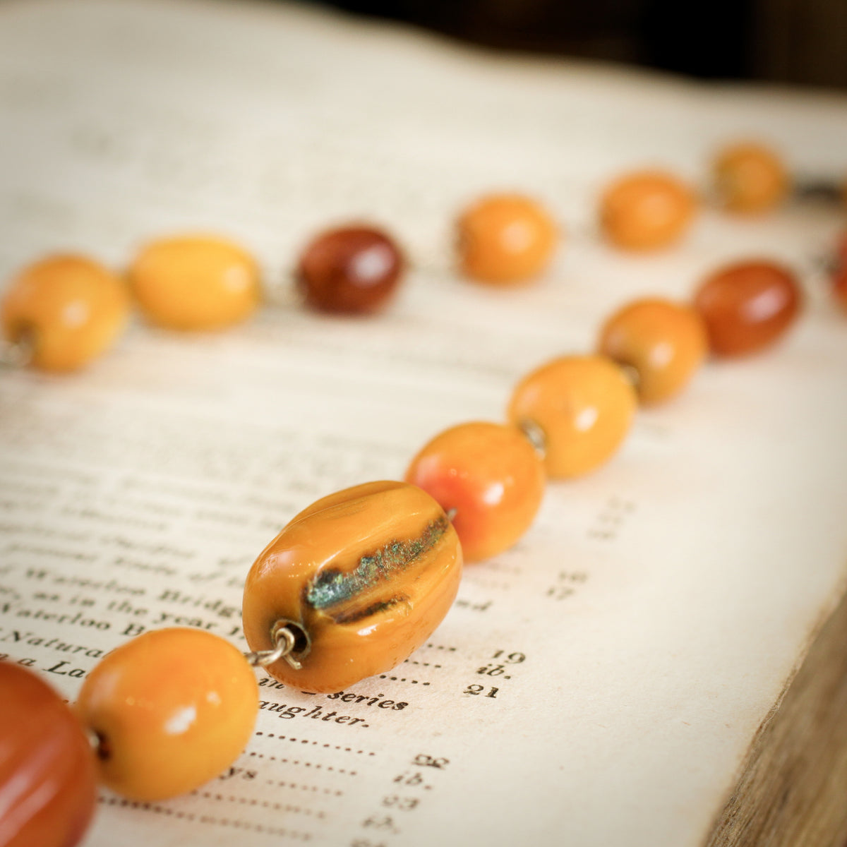 Vintage Antique Egg Yolk Baltic Amber Art Deco Necklace Beads