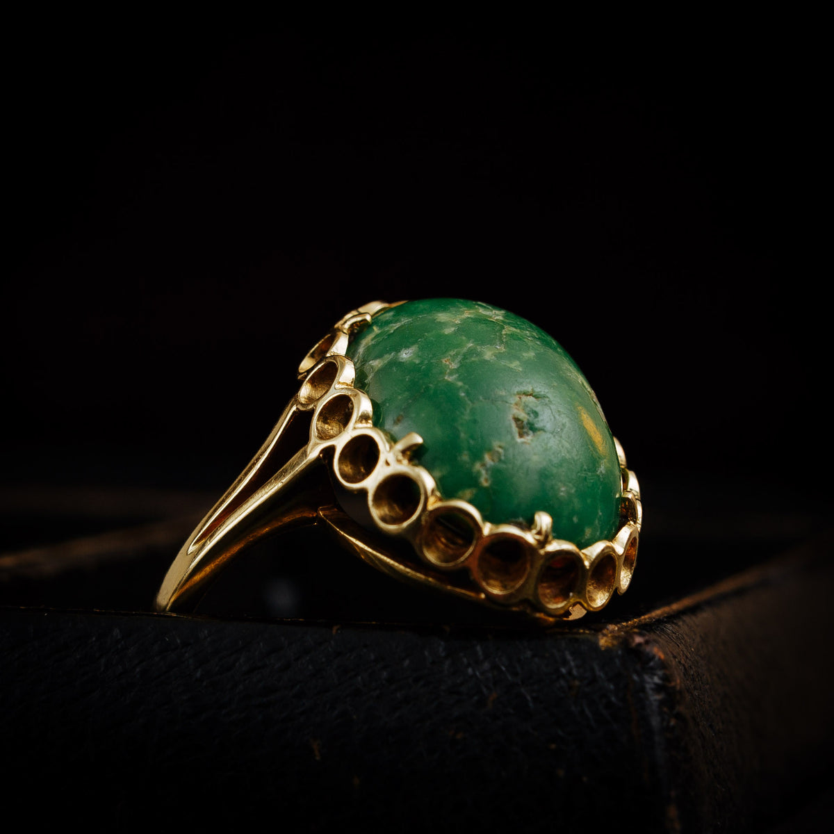 Vintage Italian Green Marble Dress Ring