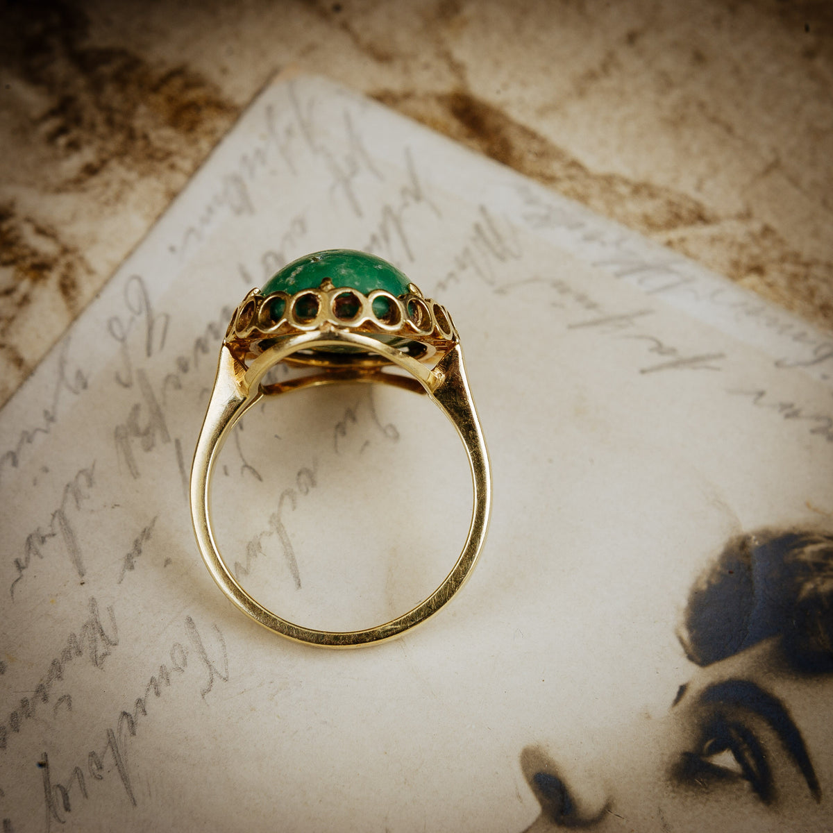 Vintage Italian Green Marble Dress Ring