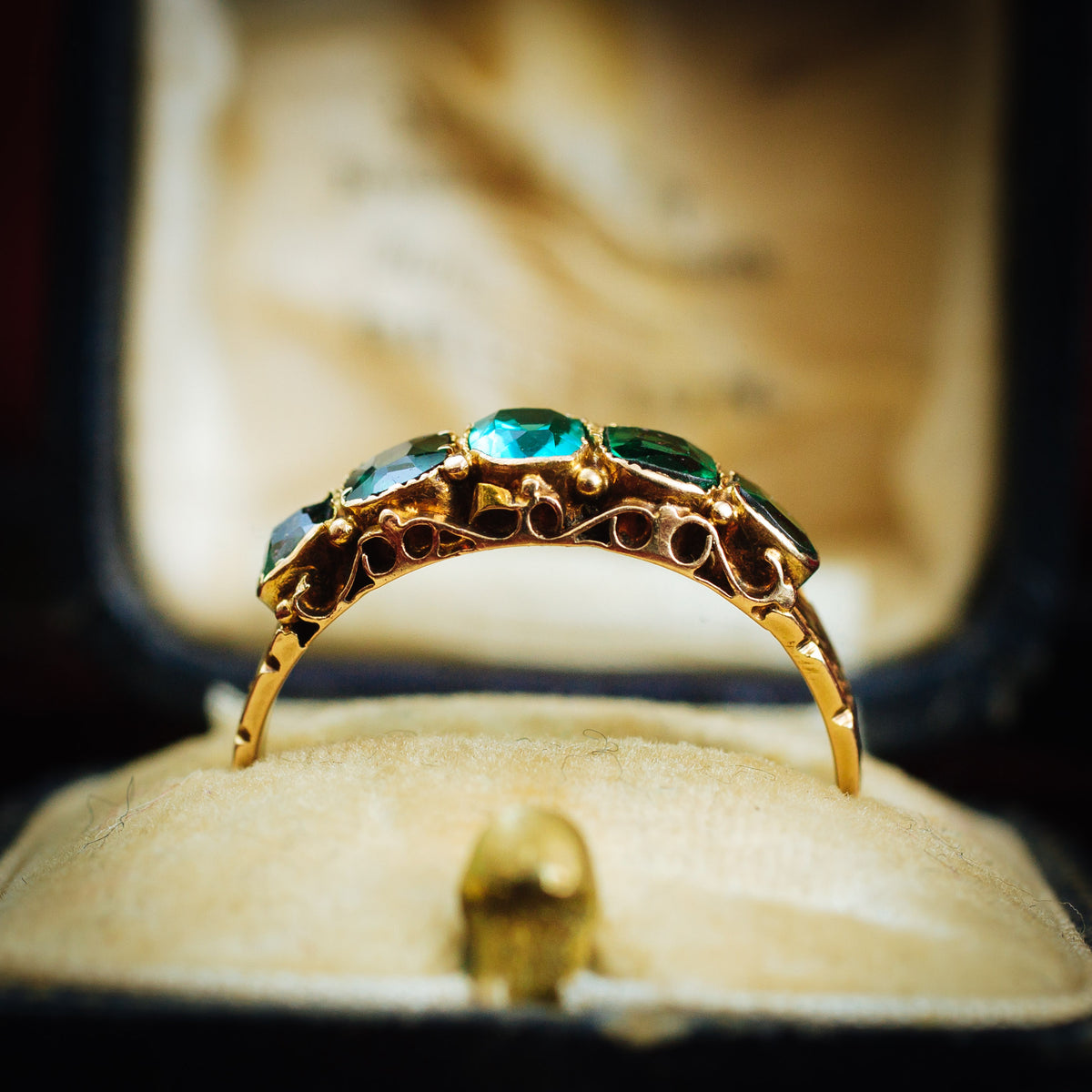 Verdant Hues Date 1876 15ct Gold Green Paste Ring