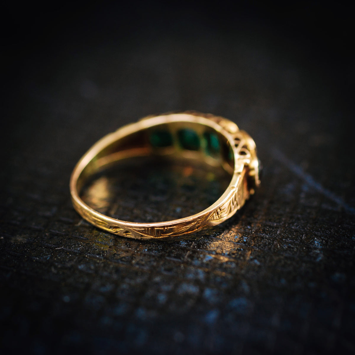 Verdant Hues Date 1876 15ct Gold Green Paste Ring