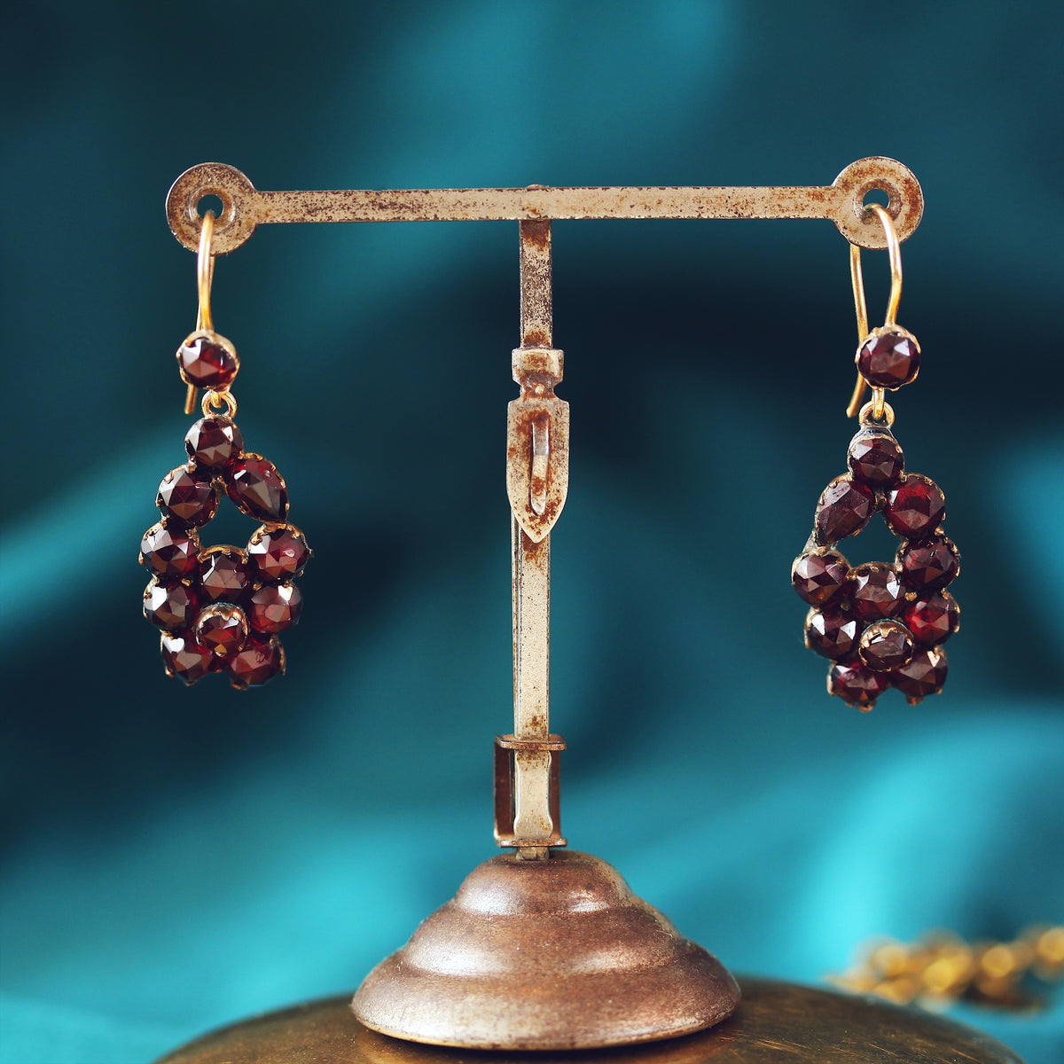 Beautiful Antique Bohemian Garnet Berry Earrings