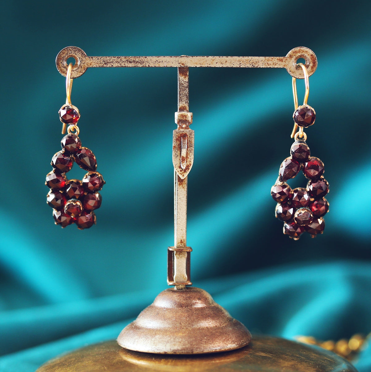 Beautiful Antique Bohemian Garnet Berry Earrings