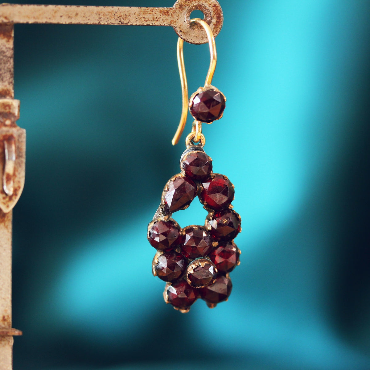 Beautiful Antique Bohemian Garnet Berry Earrings