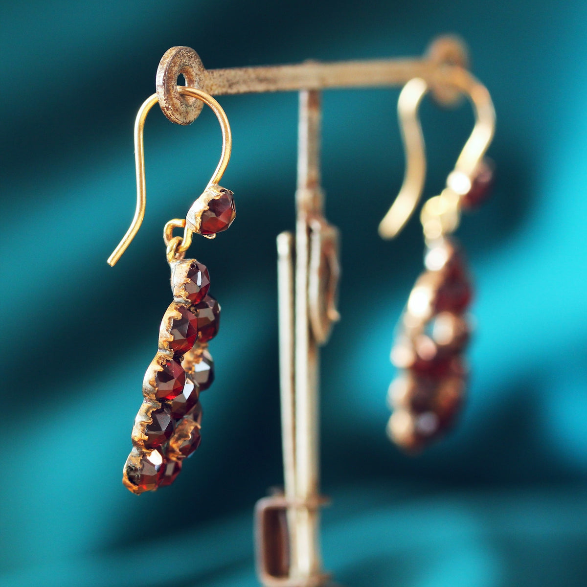 Beautiful Antique Bohemian Garnet Berry Earrings