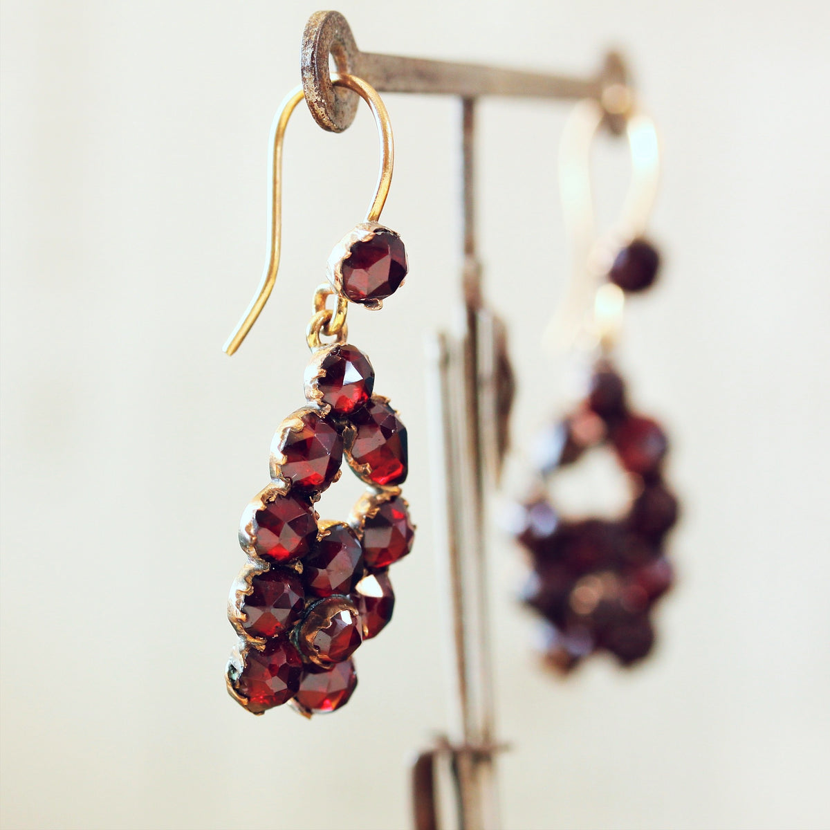 Beautiful Antique Bohemian Garnet Berry Earrings