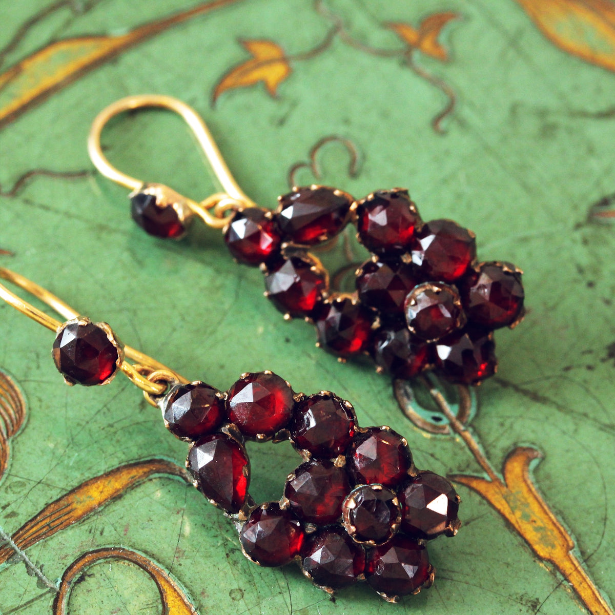 Beautiful Antique Bohemian Garnet Berry Earrings