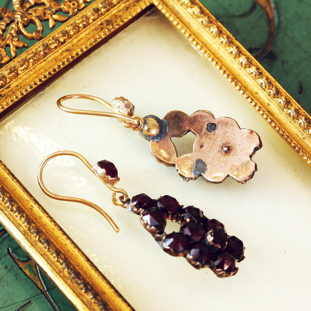 Beautiful Antique Bohemian Garnet Berry Earrings