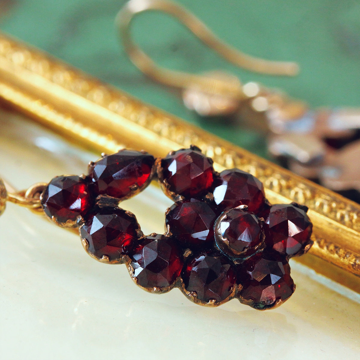 Beautiful Antique Bohemian Garnet Berry Earrings