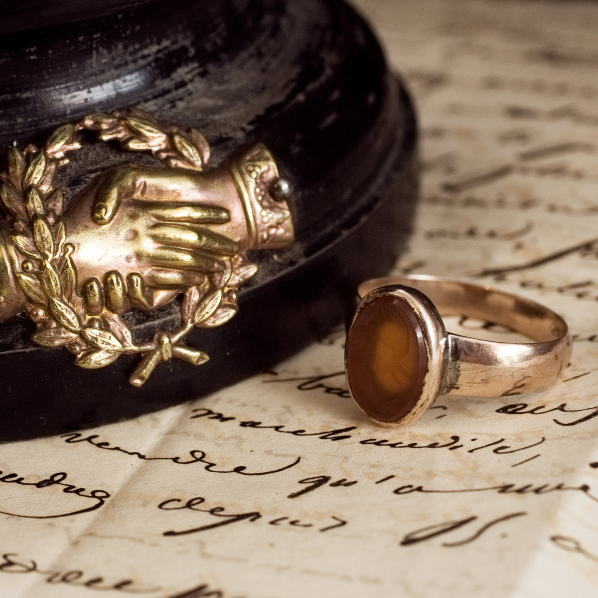 Heroic Antique Carnelian Intaglio Ring