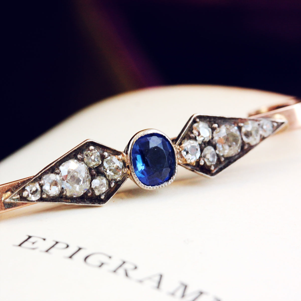 Antique Date 1921 Sapphire & Diamond Pin