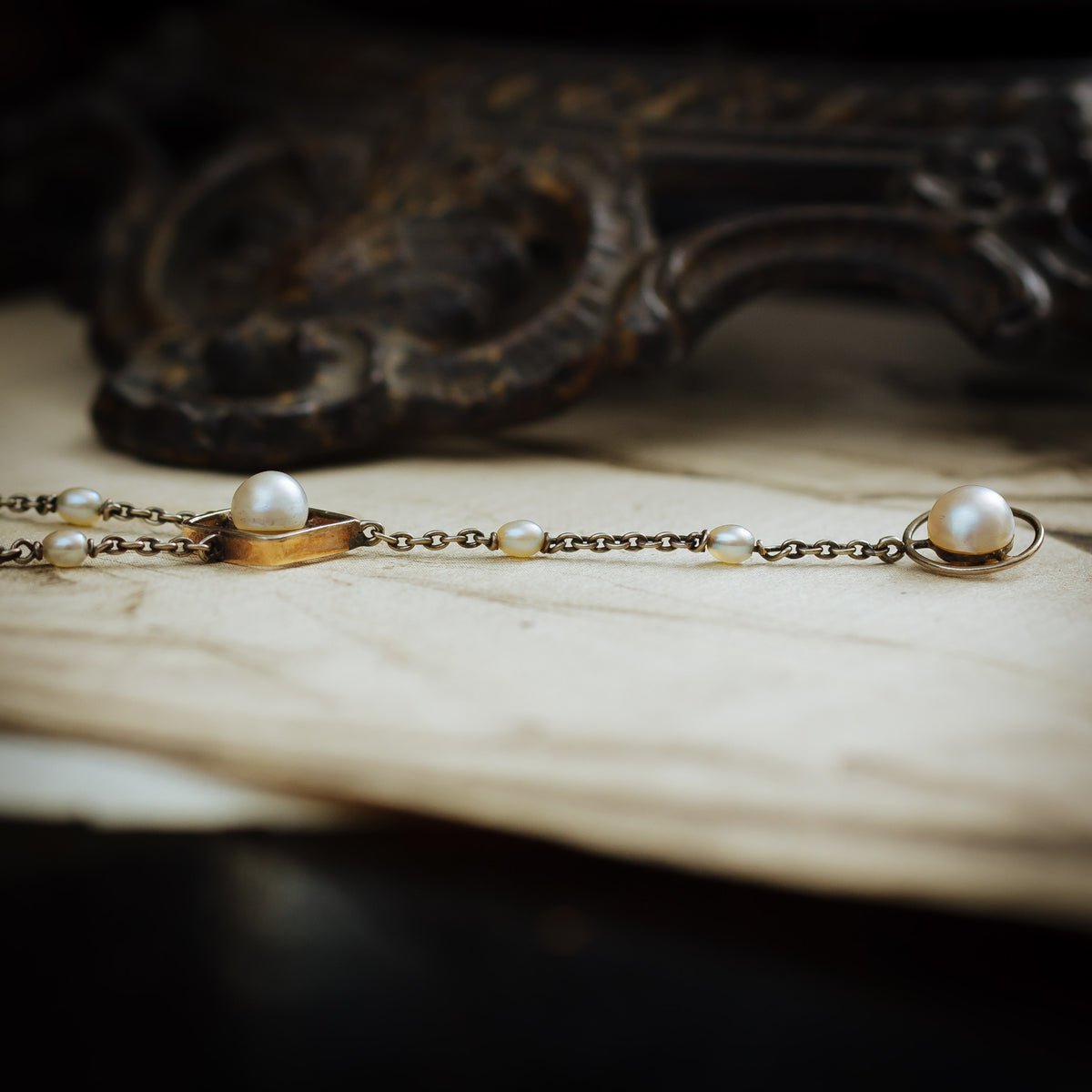 An Antique Platinum and Natural Pearl Lavaliere Pendant